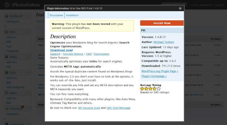 WordPress 2.7 Beta 1 Plugin Install